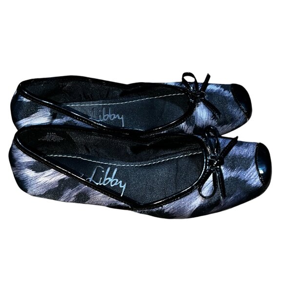 Sam & Libby Zees Shiny Canvas Abstract Bow Front Flat Shoes Sz 5.5 M Womens Blac - Picture 5 of 13